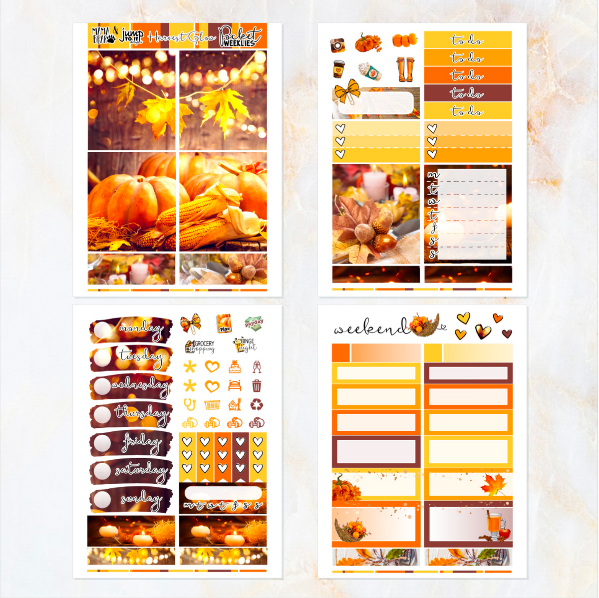 Fall Sunflowers - POCKET Mini Weekly Kit Planner stickers – Jump