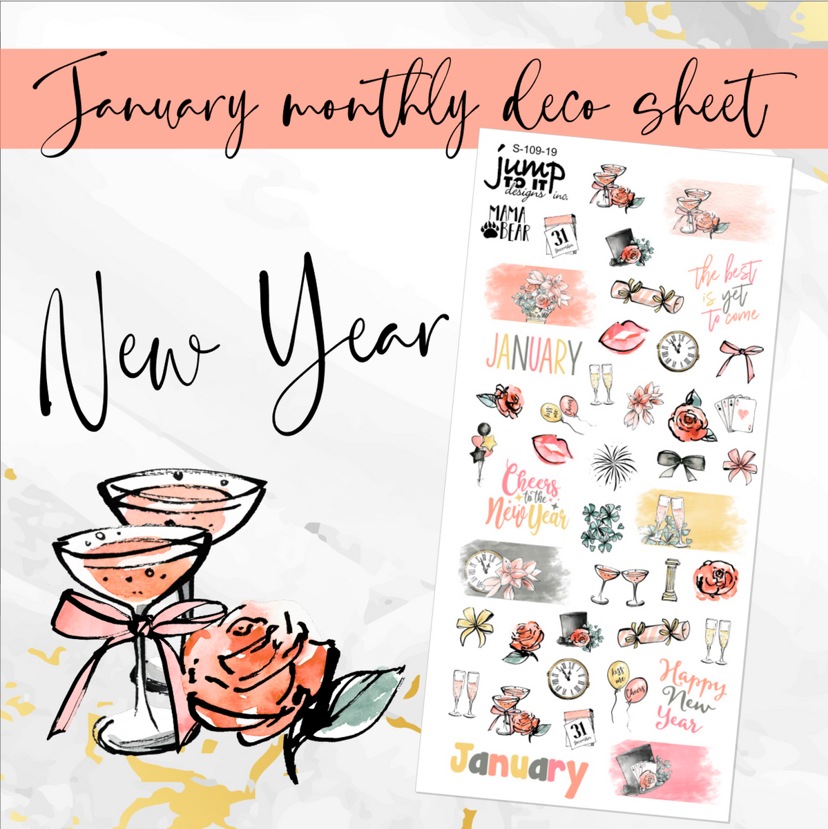 CELEBRATE (NYE) MONTHLY Layout Planner Stickers