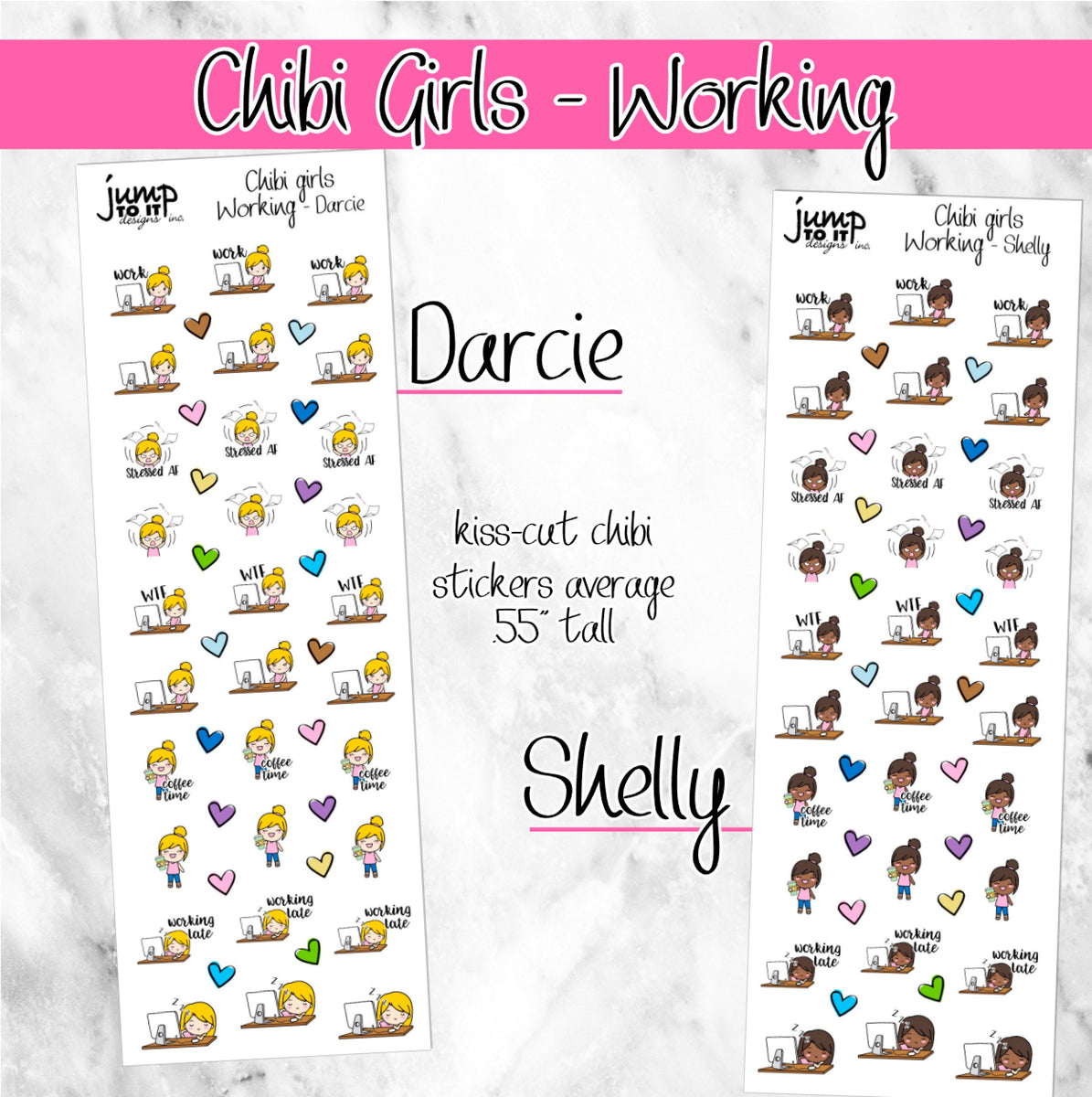 MONEY Chibi Girls planner stickers (S-107-4+) – Jump To It Designs