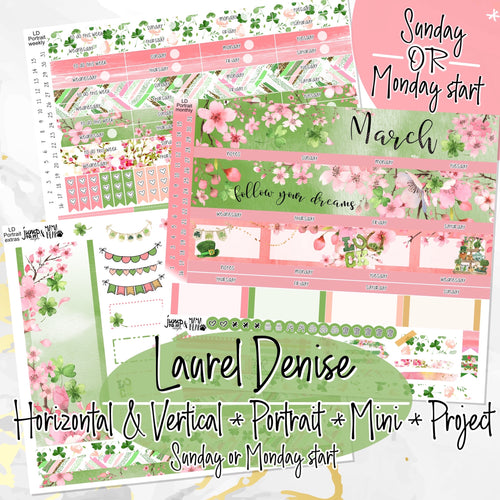 March Spring Dreaming - Laurel Denise Planner stickers - Portrait, Mini, Vertical, Horizontal & Project