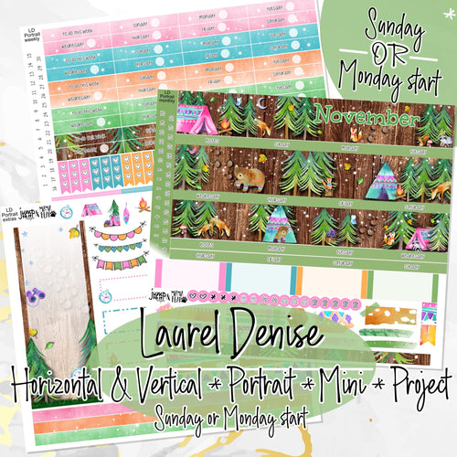 November Autumn Pines - Laurel Denise Planner stickers - Portrait, Mini, Vertical, Horizontal & Project