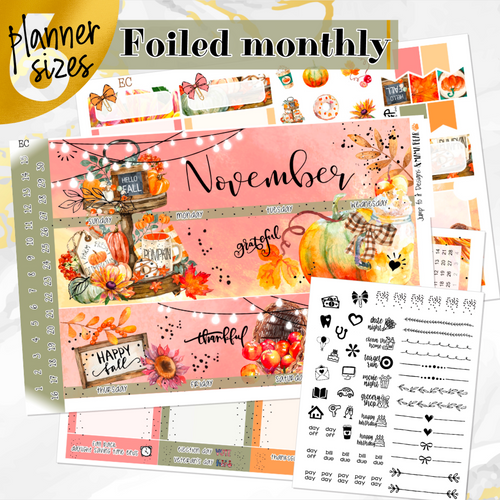 November Thanksgiving Bliss FOILED monthly - Erin Condren Vertical Horizontal 7