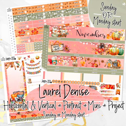 November Thanksgiving Bliss - Laurel Denise Planner stickers - Portrait, Mini, Vertical, Horizontal & Project