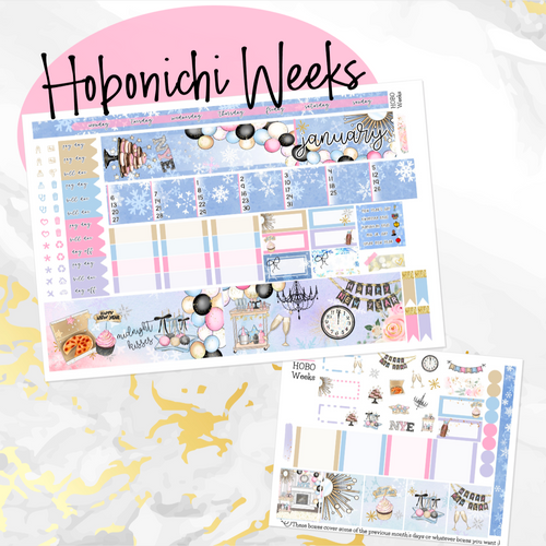 January Midnight Kisses NYE monthly - Hobonichi Weeks personal planner