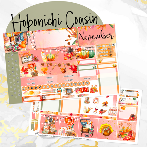 November Thanksgiving Bliss monthly - Hobonichi Cousin A5 personal planner