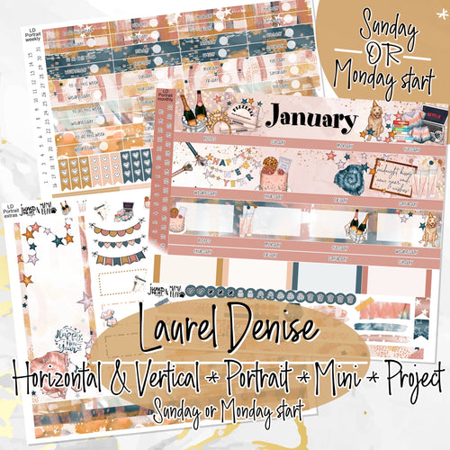 January NYE Night In - Laurel Denise Planner stickers - Portrait, Mini, Vertical, Horizontal & Project