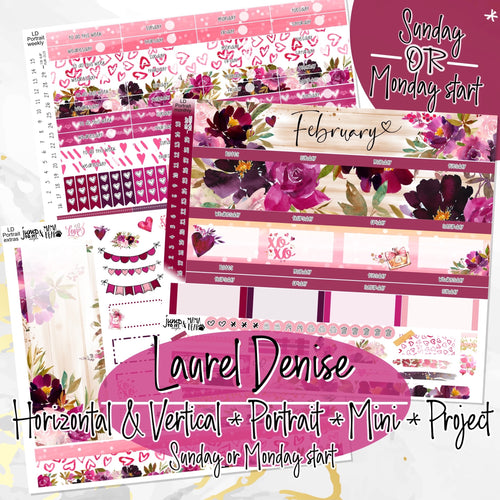 February February Love - Laurel Denise Planner stickers - Portrait, Mini, Vertical, Horizontal & Project