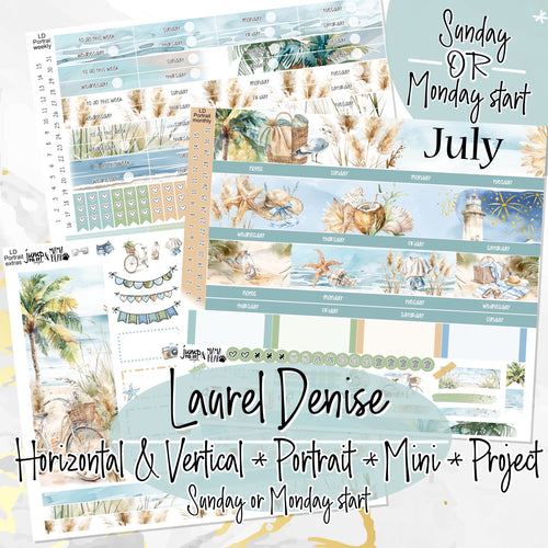 July - Laurel Denise Planner stickers - Portrait, Mini, Vertical, Horizontal & Project