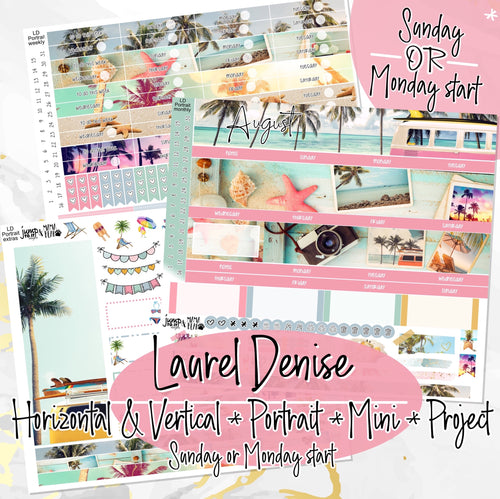 August - Laurel Denise Planner stickers - Portrait, Mini, Vertical, Horizontal & Project