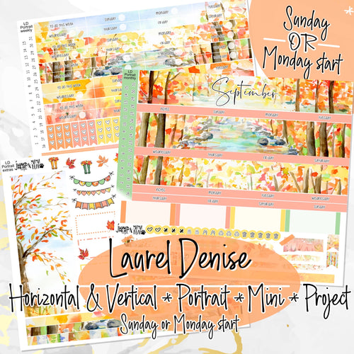 September Fall Days - Laurel Denise Planner stickers - Portrait, Mini, Vertical, Horizontal & Project