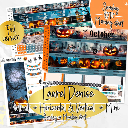 October Fright Night FOIL - Laurel Denise Planner stickers - Portrait, Mini, Vertical, Horizontal & Project