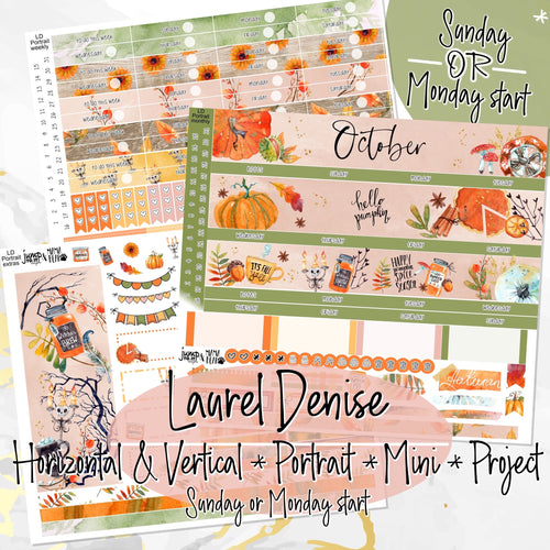 October Pumpkin Spice - Laurel Denise Planner stickers - Portrait, Mini, Vertical, Horizontal & Project