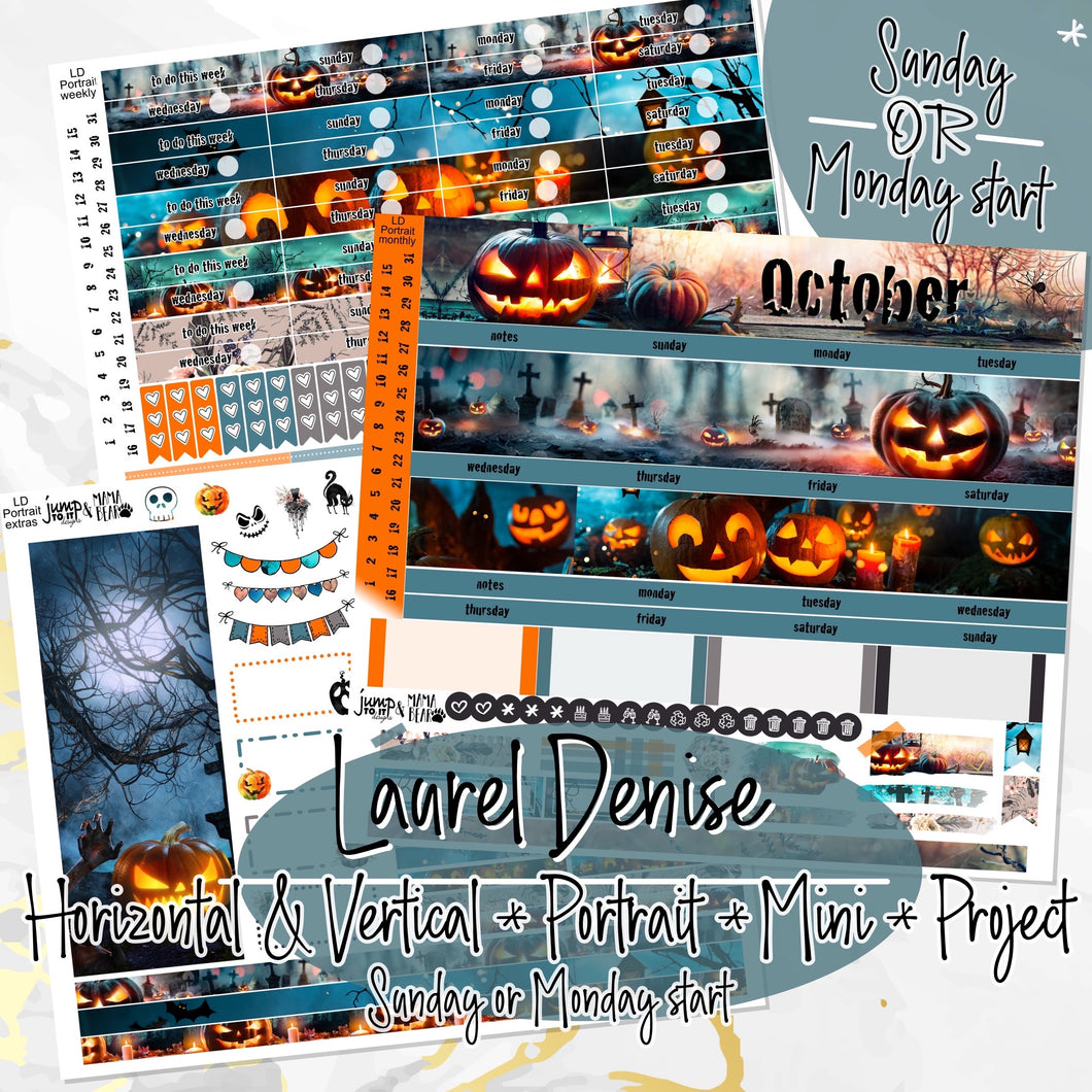 October Fright Night Halloween - Laurel Denise Planner stickers - Portrait, Mini, Vertical, Horizontal & Project