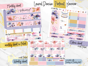 February Floral Romance FOIL - Laurel Denise Planner stickers - Portrait, Mini, Vertical, Horizontal & Project