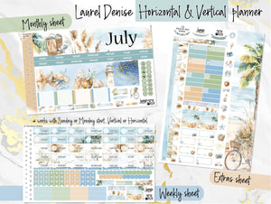 July - Laurel Denise Planner stickers - Portrait, Mini, Vertical, Horizontal & Project