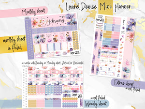 February Floral Romance FOIL - Laurel Denise Planner stickers - Portrait, Mini, Vertical, Horizontal & Project