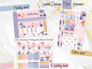 February Floral Romance - Laurel Denise Planner stickers - Portrait, Mini, Vertical, Horizontal & Project