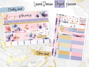 February Floral Romance - Laurel Denise Planner stickers - Portrait, Mini, Vertical, Horizontal & Project