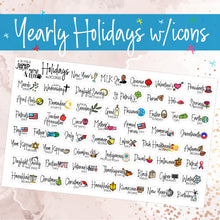 Load image into Gallery viewer, Holiday stickers w/ Icons planner calendar            (S-115-2+)