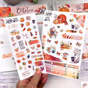 October Pumpkin Spice JOURNAL sheet - planner stickers          (S-132-24)