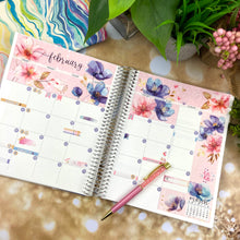 Load image into Gallery viewer, February Floral Romance monthly - Erin Condren Vertical Horizontal 7&quot;x9&quot;, Happy Planner Classic, Mini &amp; Big