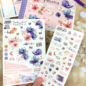 February Floral Romance Deco sheet - planner stickers          (S-109-54)