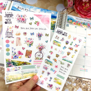 May Wild Flowers JOURNAL sheet - planner stickers          (S-132-32)