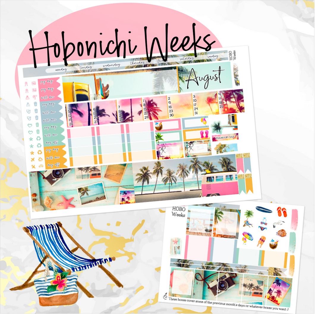 August Summer Dreams monthly - Hobonichi Weeks personal planner