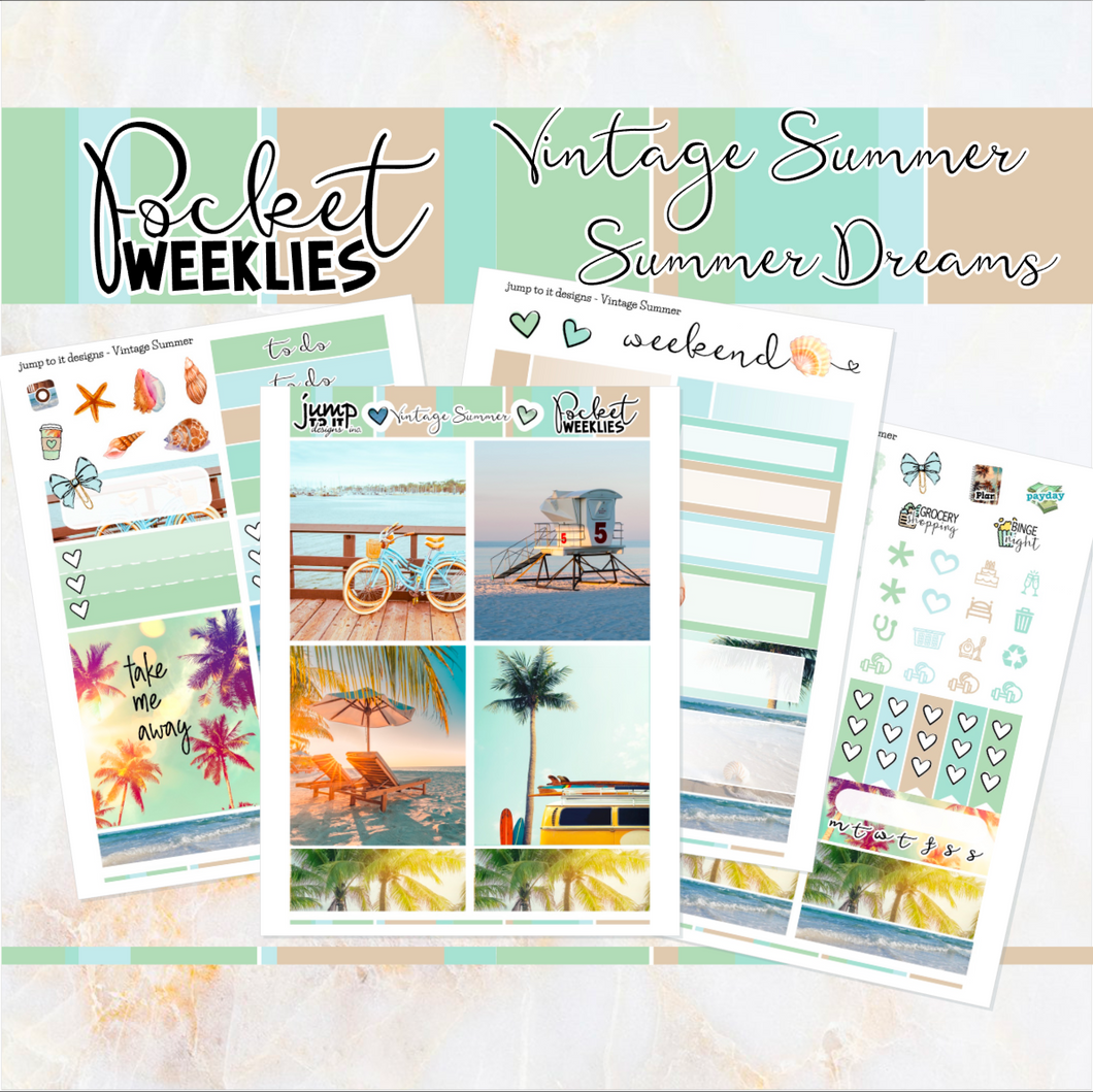 Vintage Summer Dreams - POCKET Mini Weekly Kit Planner stickers