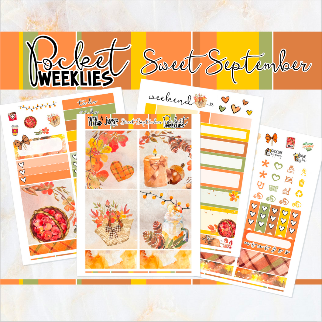 Sweet September - POCKET Mini Weekly Kit Planner stickers