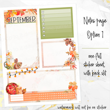 Load image into Gallery viewer, Sweet September Notes monthly sticker - Erin Condren Vertical Horizontal 7&quot;x9&quot;, Happy Planner Classic, Mini &amp; Big