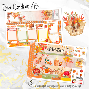 Sweet September monthly - Erin Condren Vertical Horizontal 7"x9", Happy Planner Classic, Mini & Big