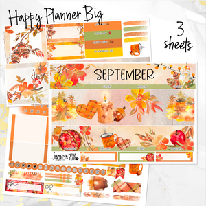 Sweet September monthly - Erin Condren Vertical Horizontal 7"x9", Happy Planner Classic, Mini & Big