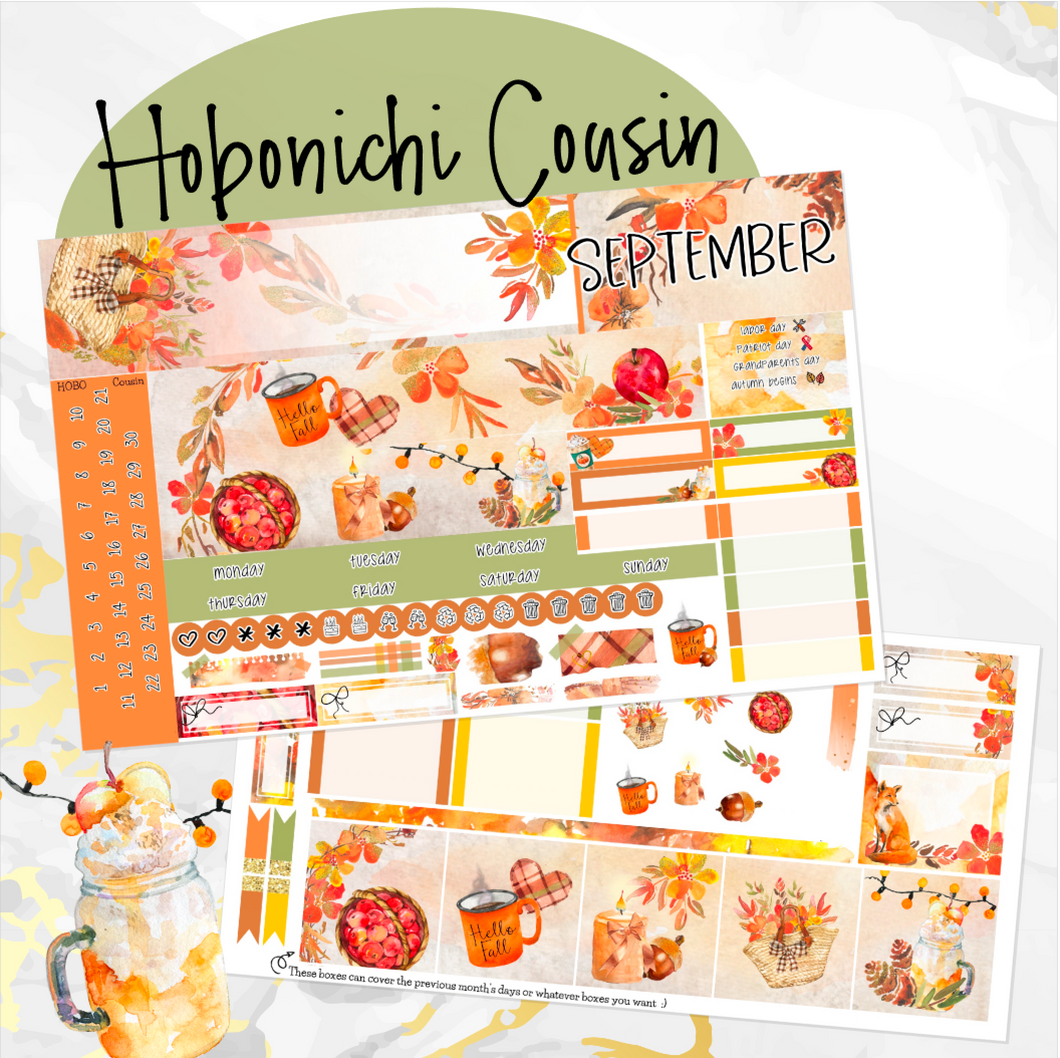 Sweet September monthly - Hobonichi Cousin A5 personal planner