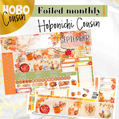 Sweet September FOILED monthly - Hobonichi Cousin A5 personal planner