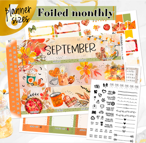 Sweet September FOILED monthly - Erin Condren Vertical Horizontal 7
