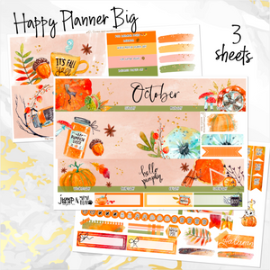 October Pumpkin Spice '24 monthly - Erin Condren Vertical Horizontal 7"x9", Happy Planner Classic, Mini & Big