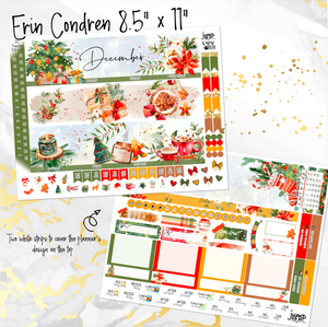 December Cozy Night Christmas monthly - Erin Condren Vertical Horizontal 7"x9", Happy Planner Classic, Mini & Big