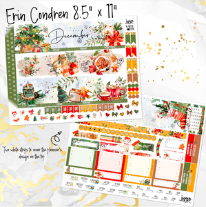 December Cozy Night '24 Christmas FOILED monthly - Erin Condren Vertical Horizontal 7"x9", Happy Planner Classic, Mini & Big