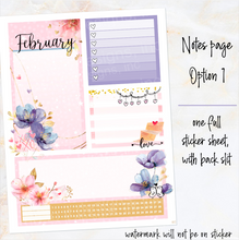 Load image into Gallery viewer, February Floral Romance Notes monthly sticker - Erin Condren Vertical Horizontal 7&quot;x9&quot;, Happy Planner Classic, Mini &amp; Big