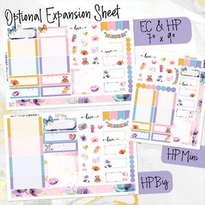 February Floral Romance monthly - Erin Condren Vertical Horizontal 7"x9", Happy Planner Classic, Mini & Big