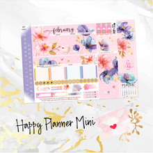 Load image into Gallery viewer, February Floral Romance monthly - Erin Condren Vertical Horizontal 7&quot;x9&quot;, Happy Planner Classic, Mini &amp; Big