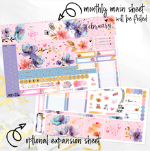 Load image into Gallery viewer, February Floral Romance FOILED monthly - Hobonichi Cousin A5 personal planner