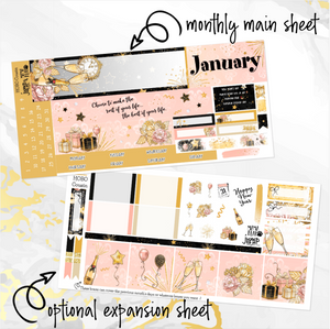 January New Year’s Eve ’24 monthly - Hobonichi Cousin A5 personal planner