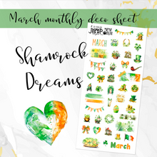 Load image into Gallery viewer, March Shamrock Dreams Deco sheet - planner stickers          (S-109-55)