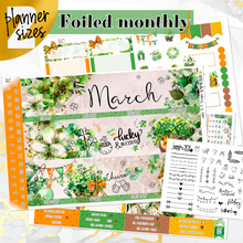 Load image into Gallery viewer, March Shamrock Dreams FOILED monthly - Erin Condren Vertical Horizontal 7&quot;x9&quot; &amp; Happy Planner Classic