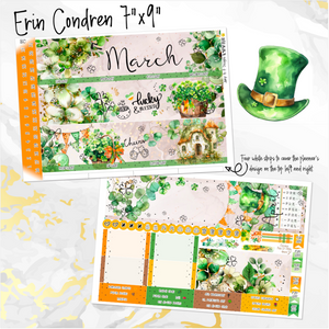 March Shamrock Dreams FOILED monthly - Erin Condren Vertical Horizontal 7"x9" & Happy Planner Classic