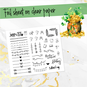 March Shamrock Dreams FOILED monthly - Erin Condren Vertical Horizontal 7"x9" & Happy Planner Classic