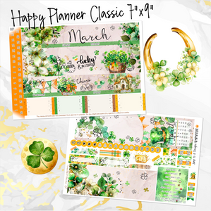 March Shamrock Dreams FOILED monthly - Erin Condren Vertical Horizontal 7"x9" & Happy Planner Classic