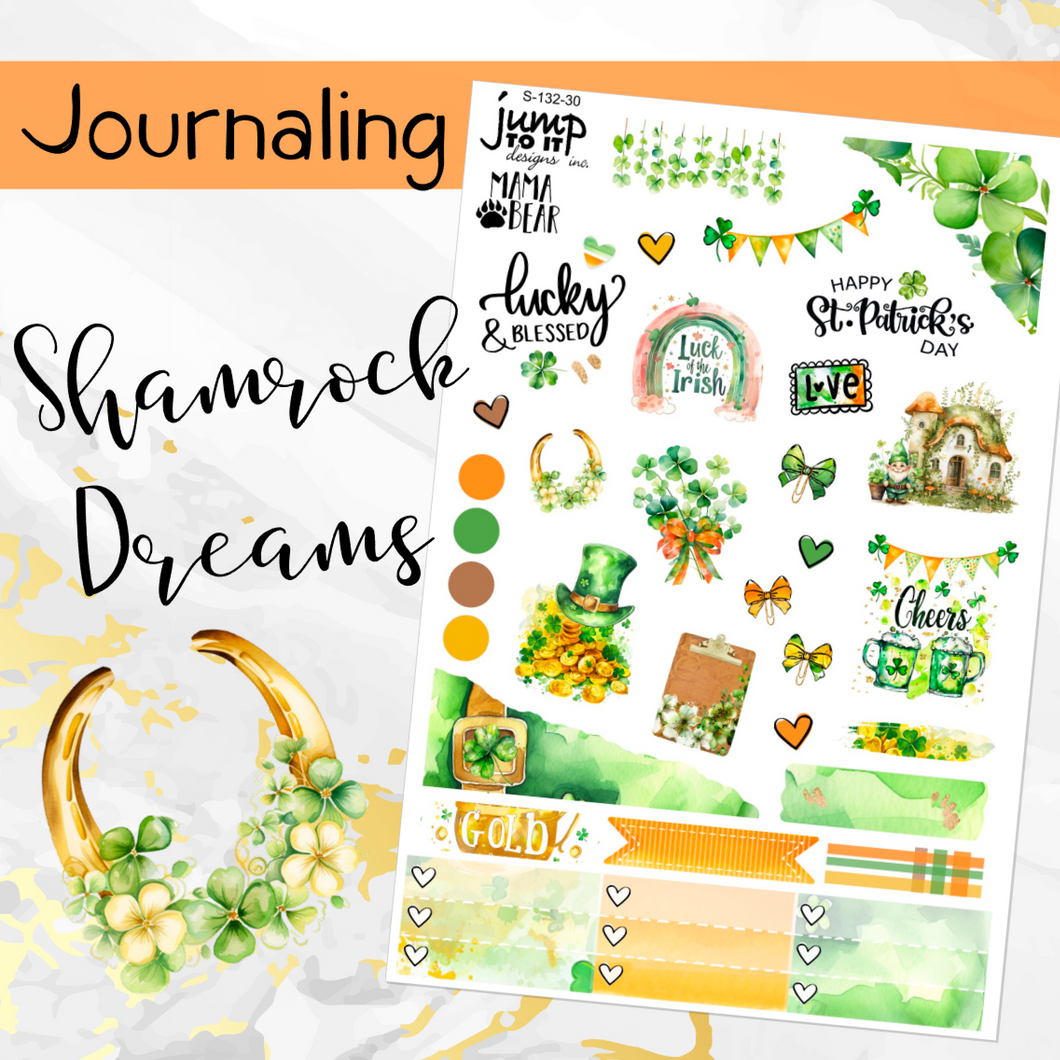 March Shamrock Dreams JOURNAL sheet - planner stickers          (S-132-30)